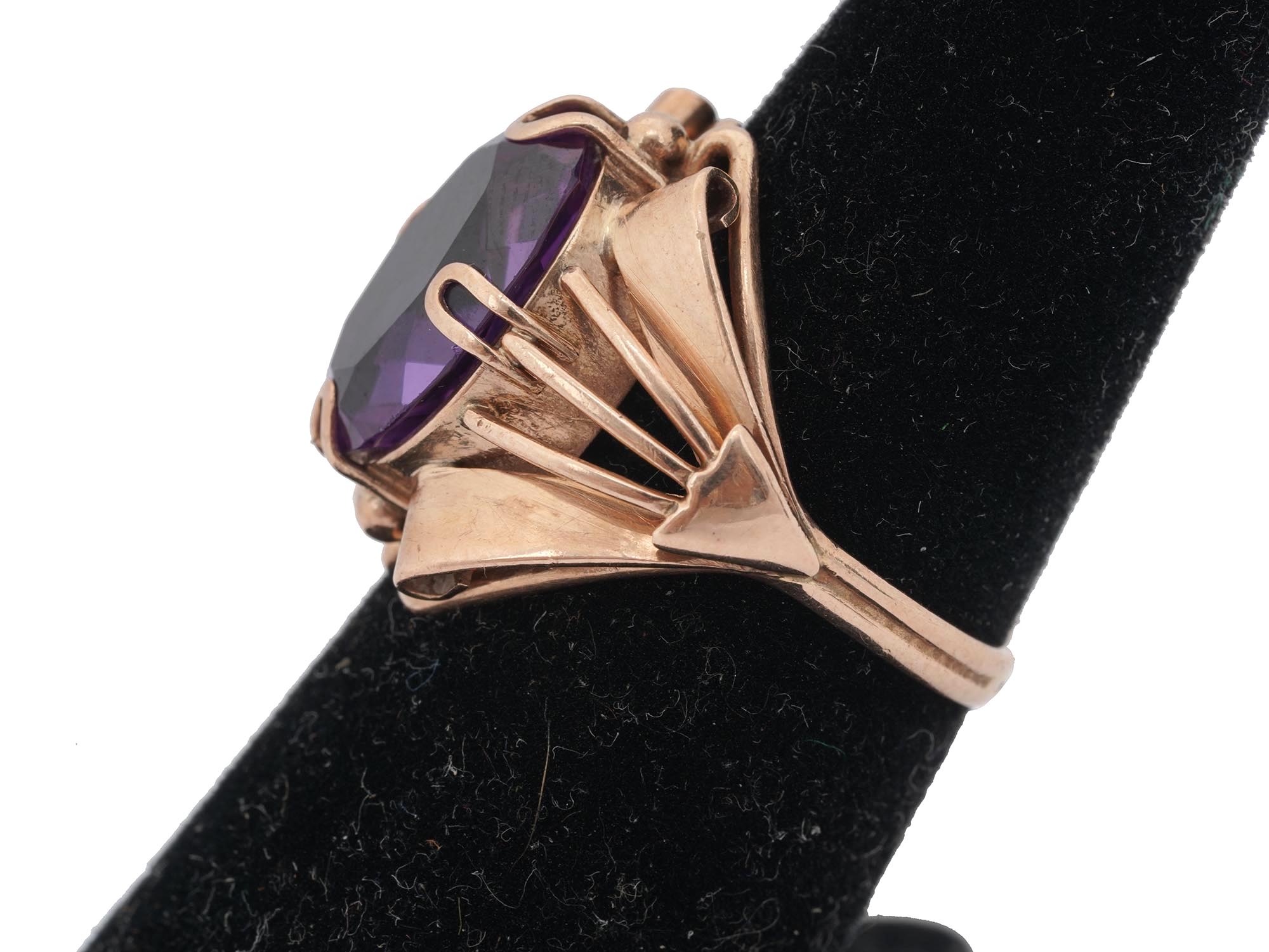 RUSSIAN SOVIET 583 GOLD RING WITH AMETHYST STONE PIC-1